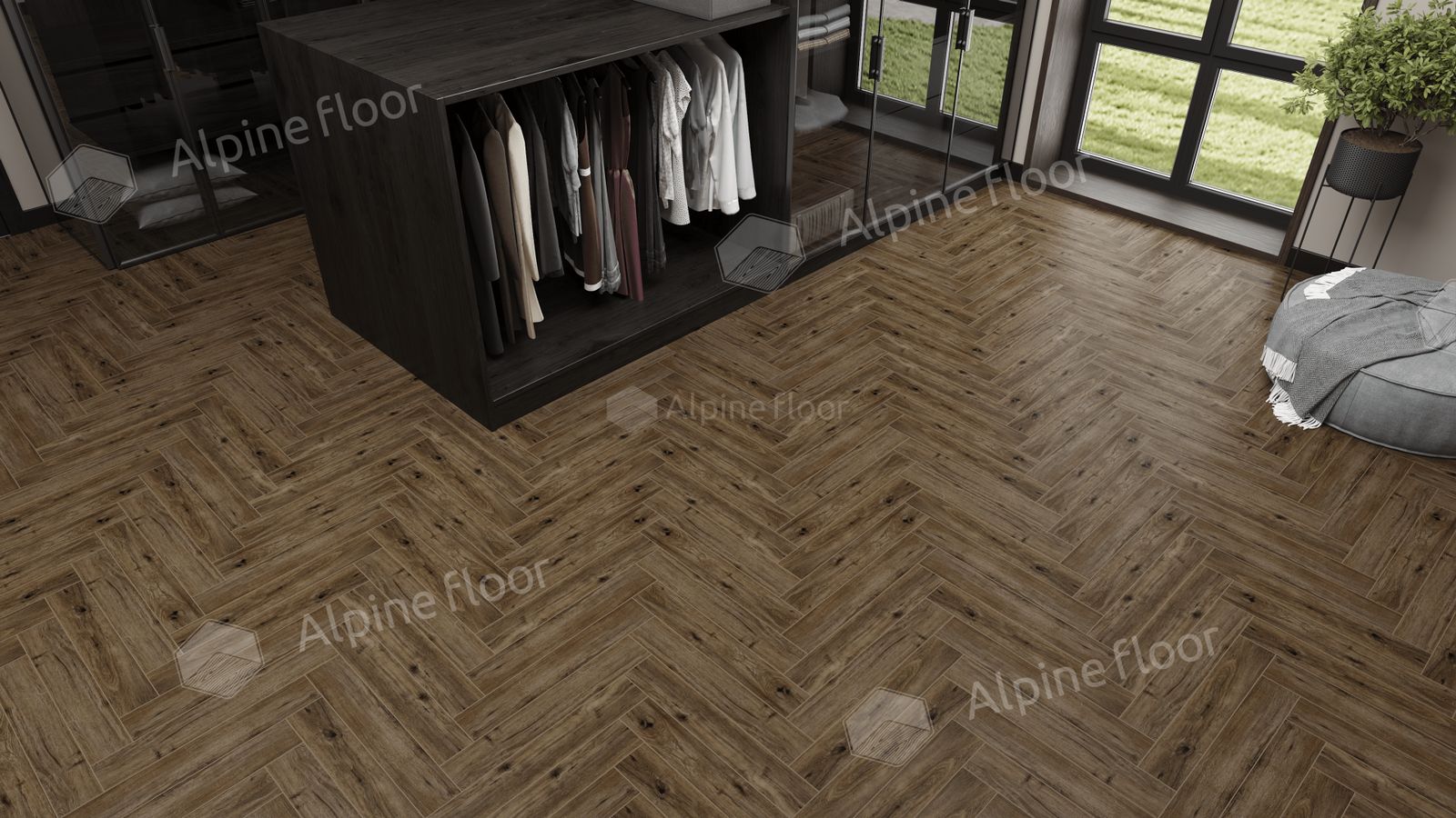 Ламинат Alpine Floor Herringbone LF102-10 Дуб Бордо