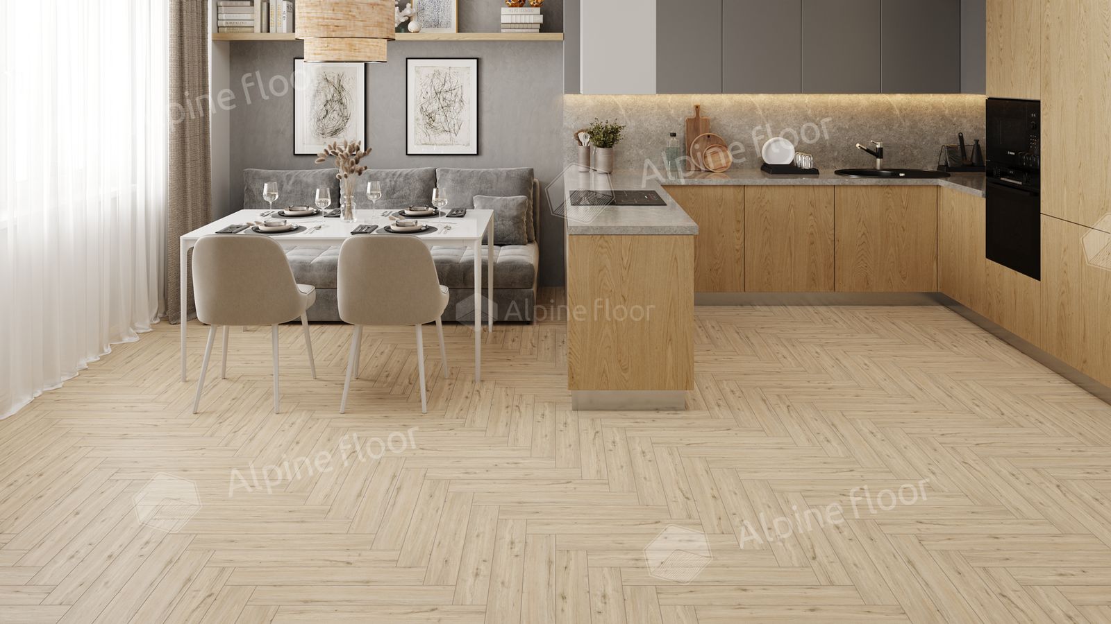 Ламинат Alpine Floor Herringbone 12 Pro Дуб Лион LF106-01